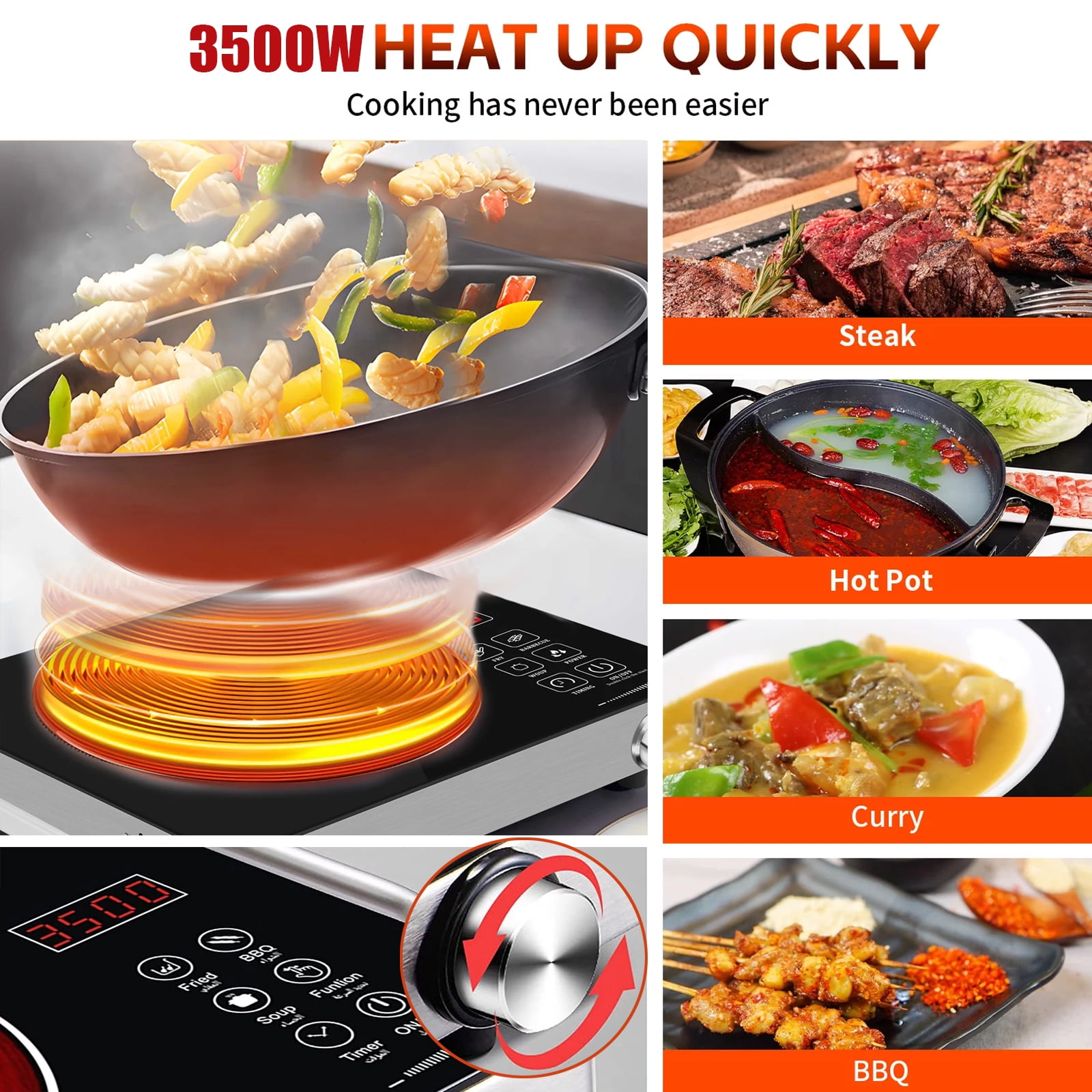 SAVALETOR 3500W Electric Ceramic Stove, Portable Induction Cooktop Infrared Burner Countertop Cooktop, Cooker Hot Plate Furnace,Home Cooktop US 110V