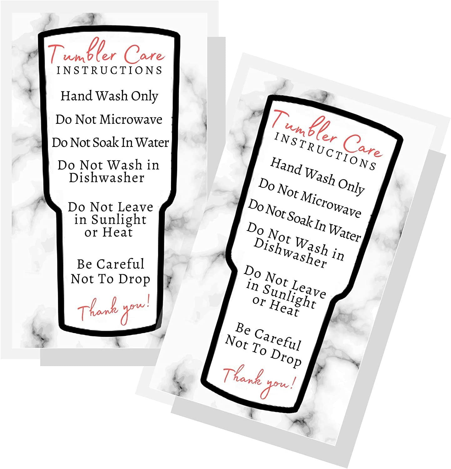 Handmade Tumbler Cleaning and Care Instruction Card 50 Pack For Vinyl ...