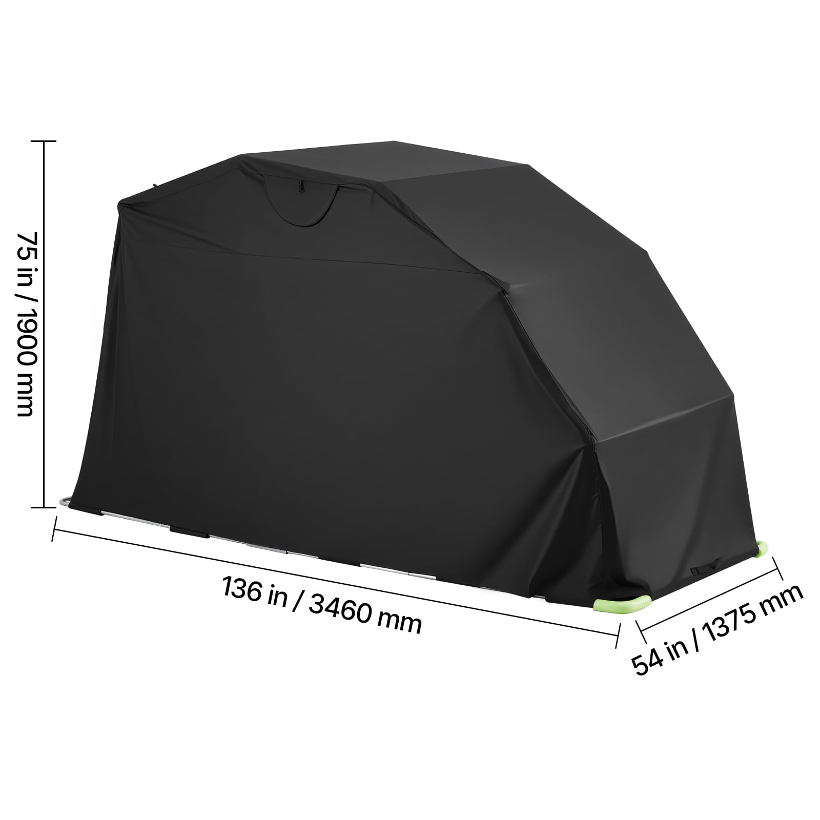 VEVOR Motorcycle Storage Shelter with Security Lock, 600D Oxford Flip-Up Garage Tent, Heavy-Duty All-Weather Motorcycle Cover with Ventilation Windows, 136x54x75 in Outdoor Vehicle Shelter, Black