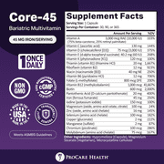 ProCare Health | Bariatric Multivitamin | Core 45mg Iron | Capsule | 30 Count | 1-Month Supply