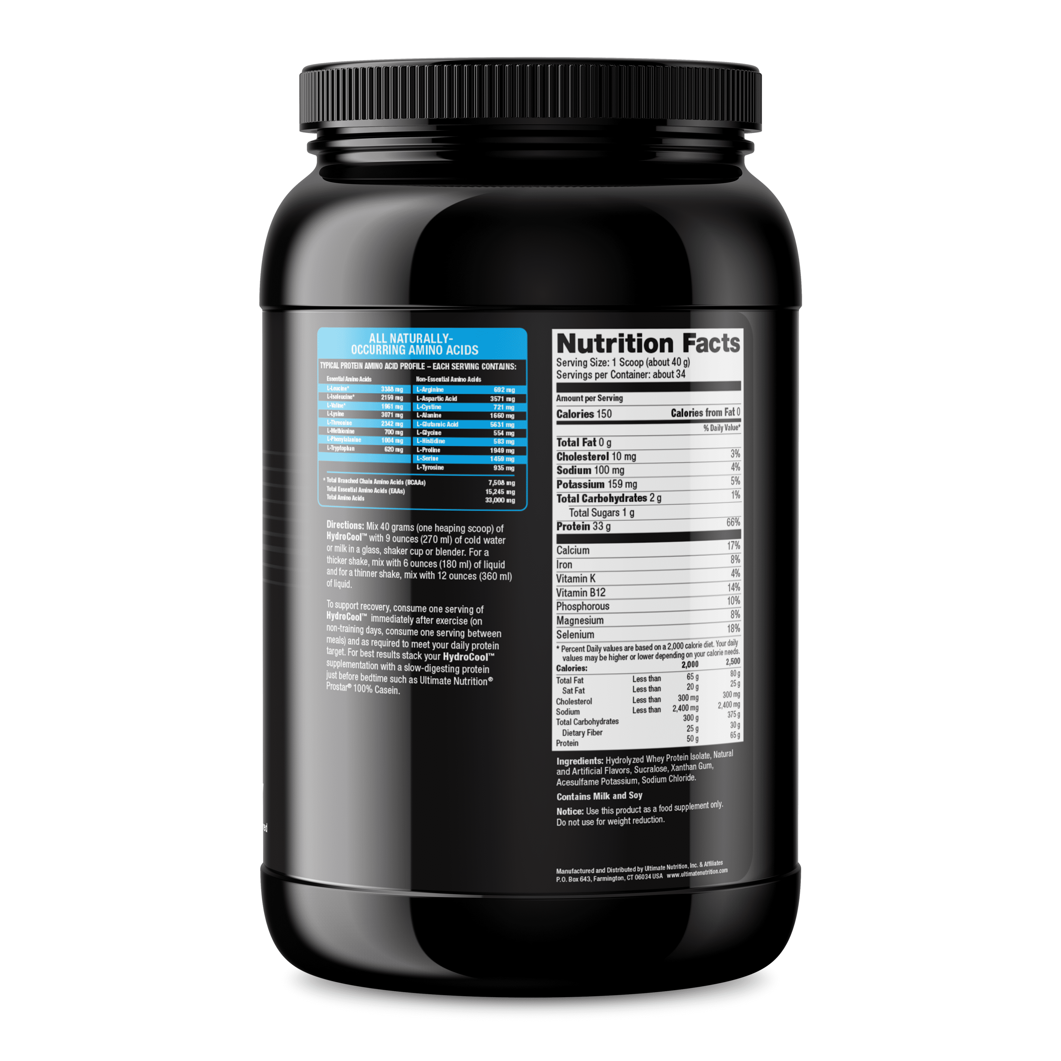 Ultimate Nutrition Hydro Cool Hydrolyzed Whey Protein Isolate Powder Supplements-Vanilla, 3 lb
