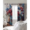 thumbnail image 4 of 4 of July Blackout Curtains for Bedroom Living Room Darkening Curtains 63 Inches Long Independence Day Flowers Retro Pastoral Painting Window Curtain 2 Panels Set Window Treatment Drapes 52"x63", 4 of 9