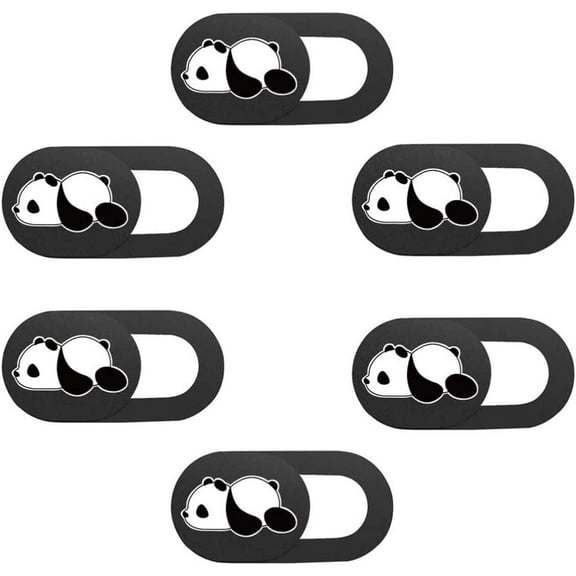 6PCS Camera Cover Slide- Cute Panda Webcam Cover Slide- Phone& Computer Camera Cover Slide for Most Computers and Phones (Black)
