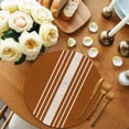 thumbnail image 2 of Burnt Orange Beige Striped Round 15 Inch Placemats Set of 6, Modern Farmhouse Retro Lines HeatResistant Non Slip Place Mats for Dining Table, Wipeable Braided Kitchen Table Mats for Housewarming, 2 of 9