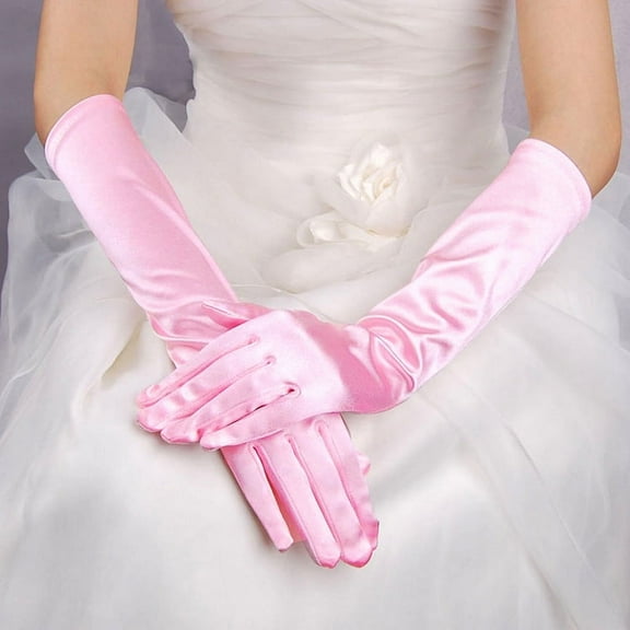 ERDOUY Classic Adult Size Long Opera Length Satin Gloves 15"(Pink)