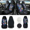thumbnail image 2 of Renewold Butterfly Rose Music Notes 12 Pack Front Car Seat Cover Set with Steering Wheel Armrest Rear View Mirror Cover Seatbelt Pads Trash Can Air Vent Holder Coasters Key Chain Fit SUV Vans Sedans, 2 of 7