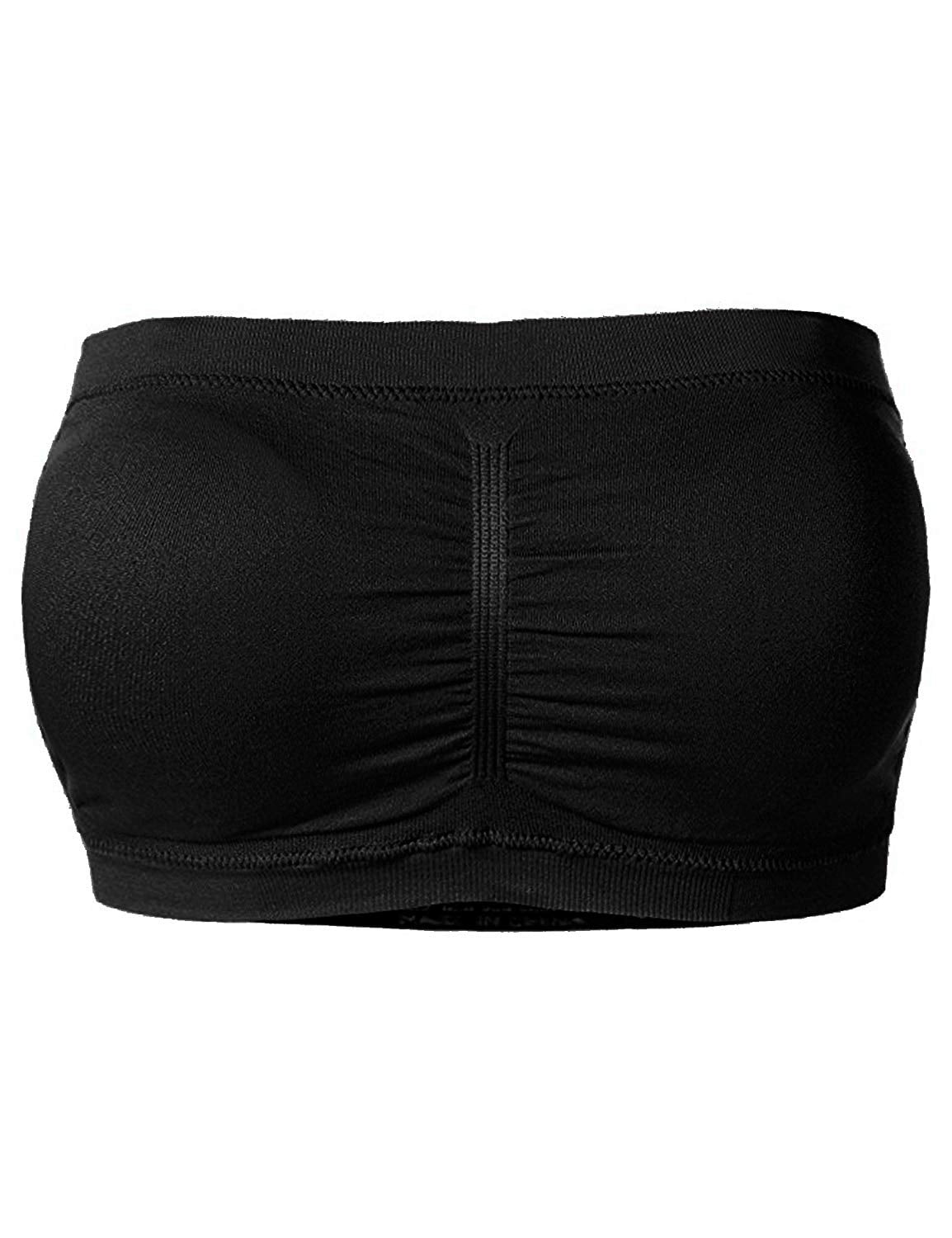 Ladies Basic 7 Seamless Padded Tube Top Sports & Fitness Bra Bandeau  (Black, One Size Fits All(S-L)) 