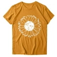 thumbnail image 2 of Sakmal Womens Tops Plus Size Yellow Short Sleeve Crew Neck Floral T-Shirts Ladies Shirts, 2 of 6
