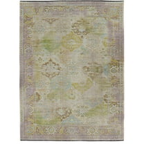 Linon Logan Mersin Polyester 5' X 7' Area Rug in Lilac and Green