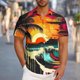 thumbnail image 1 of Blusa y camisa de manga corta con cuello vuelto para hombre, blusa informal de moda con cuello vuelto, blusa estampada de manga corta con botones, blusa de poliéster para hombre, 1 of 6