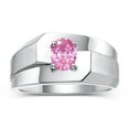thumbnail image 1 of RYLOS Men's Rings Sterling Silver Ring Classic Solitaire 7X5MM Oval Shape Gemstone Designer Band Pink Ice October Birthstone Rings For Men Size 13, 1 of 5