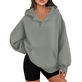 thumbnail image 2 of Womens Oversized Hoodie Fleece Solid Color Sweatshirt Winter Pullover Hood Top Casual Trendy Long Sleeve Clothes S-2XL, 2 of 6