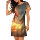 thumbnail image 2 of Easygdp Red And Blue Fire Dragon B Camisón de manga corta para mujer, informal, estampado, 2 of 6