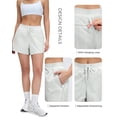 thumbnail image 3 of FITOP Women's High Waisted Running Shorts Quick Dry Athletic Casual Shorts with Zipper Pockets,White,Size M, 3 of 6
