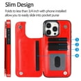thumbnail image 2 of Allytech Slim Wallet Case for iPhone 15 Pro Max, Flip PU Leather Kickstand Card Slots Case, Double Magnetic Buttons Shockproof Full Body Protection Durable Case for Women Men - Red, 2 of 10
