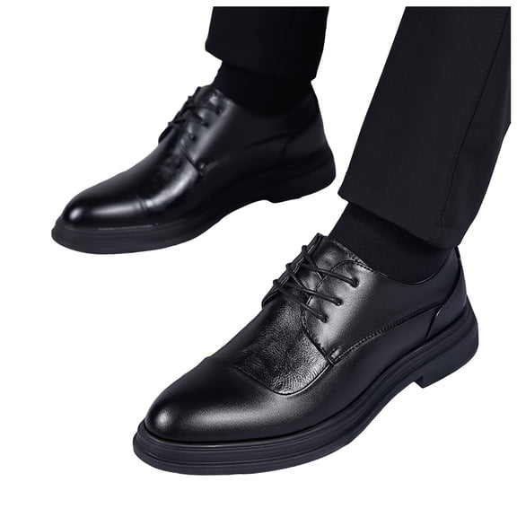 Rokment Mens Classic Modern Oxfords Dress Shoes Vintage Leather Leather Pointed Toe Low Heel Wingtip Tuxedo Formal Business Dressy Suit Sneakers Black Size 7