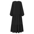 thumbnail image 4 of IROINNID Maxi Dress for Women Plus Size Dress High Collar Solid Color Long Sleeve Winter Fall Basic Maxi Long Dress Daily Vacation Dress Savings,Black, 4 of 6