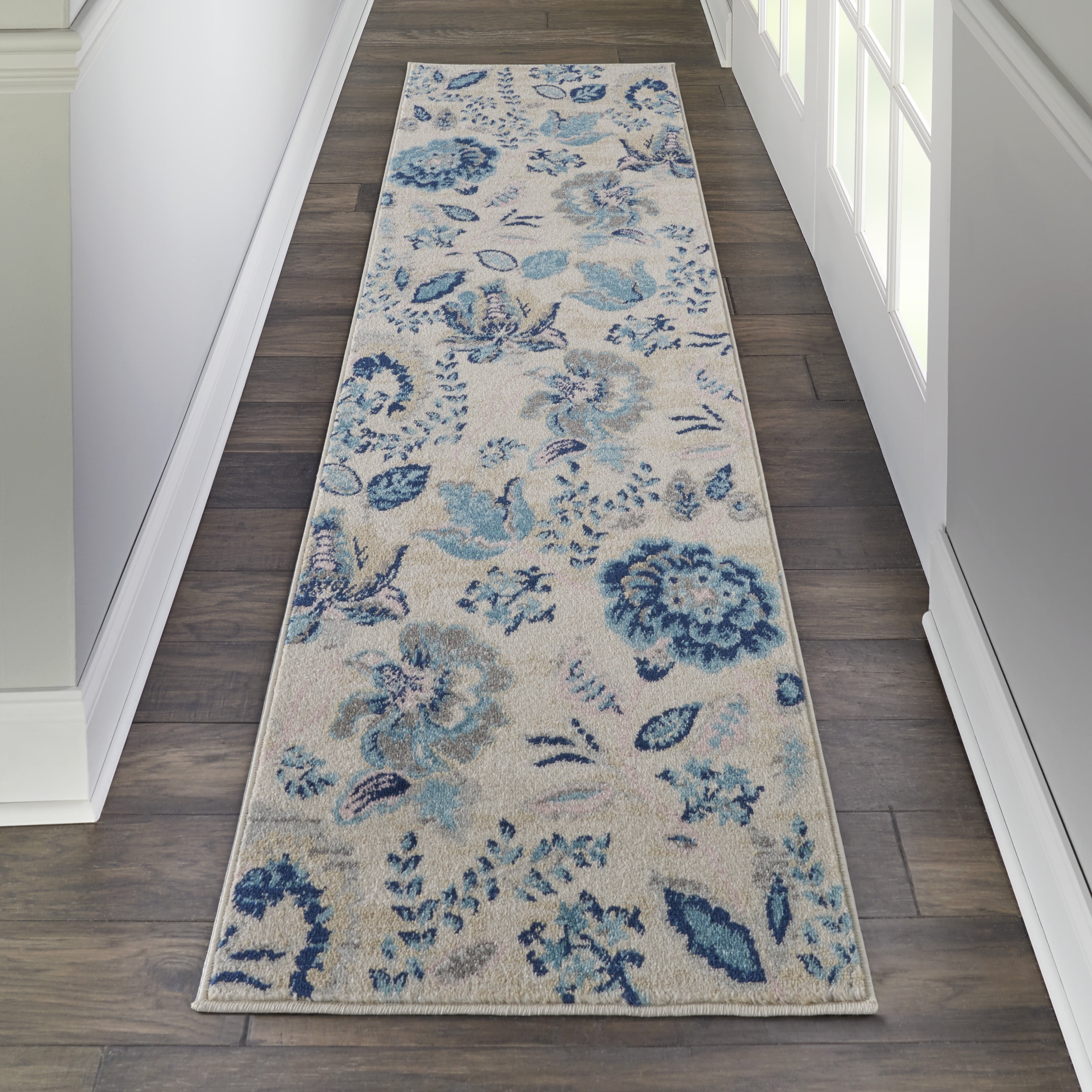 Nourison Tranquil French Country Floral Ivory/Light Blue Area Rug