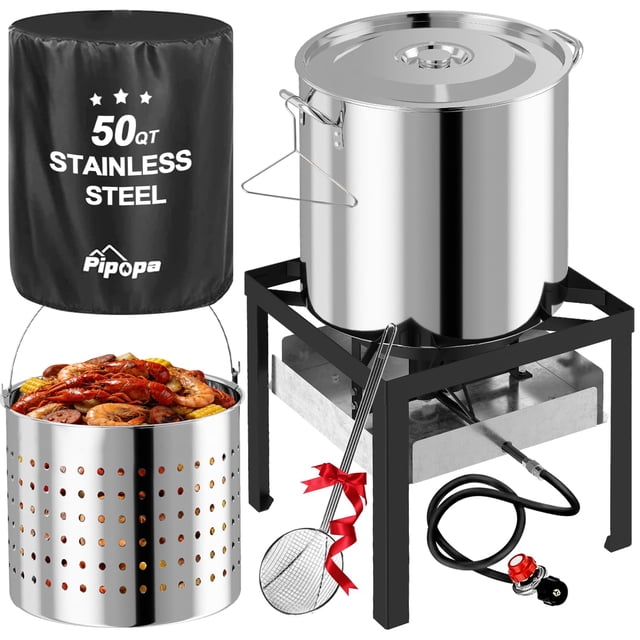 Freidora Profunda Pipopa 50QT Acero Inoxidable para Cocina Exterior 110V