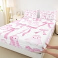 thumbnail image 3 of jejeloiu Cute Bowknot Bow Twin Sheet Sets,Cartoon Halloween Ghost Twin Fitted Sheet,Pink White Ombre Flat Sheet For Girls,Super Cozy Bedroom Decor,3pcs, 3 of 7