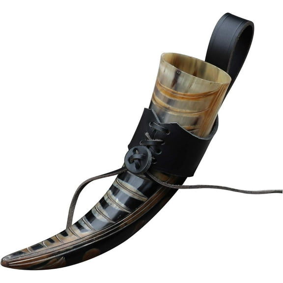 Armory Replicas Sacred Tree of Life Drinking Horn with Holster and Iron Stand – Medieval Viking Inspired