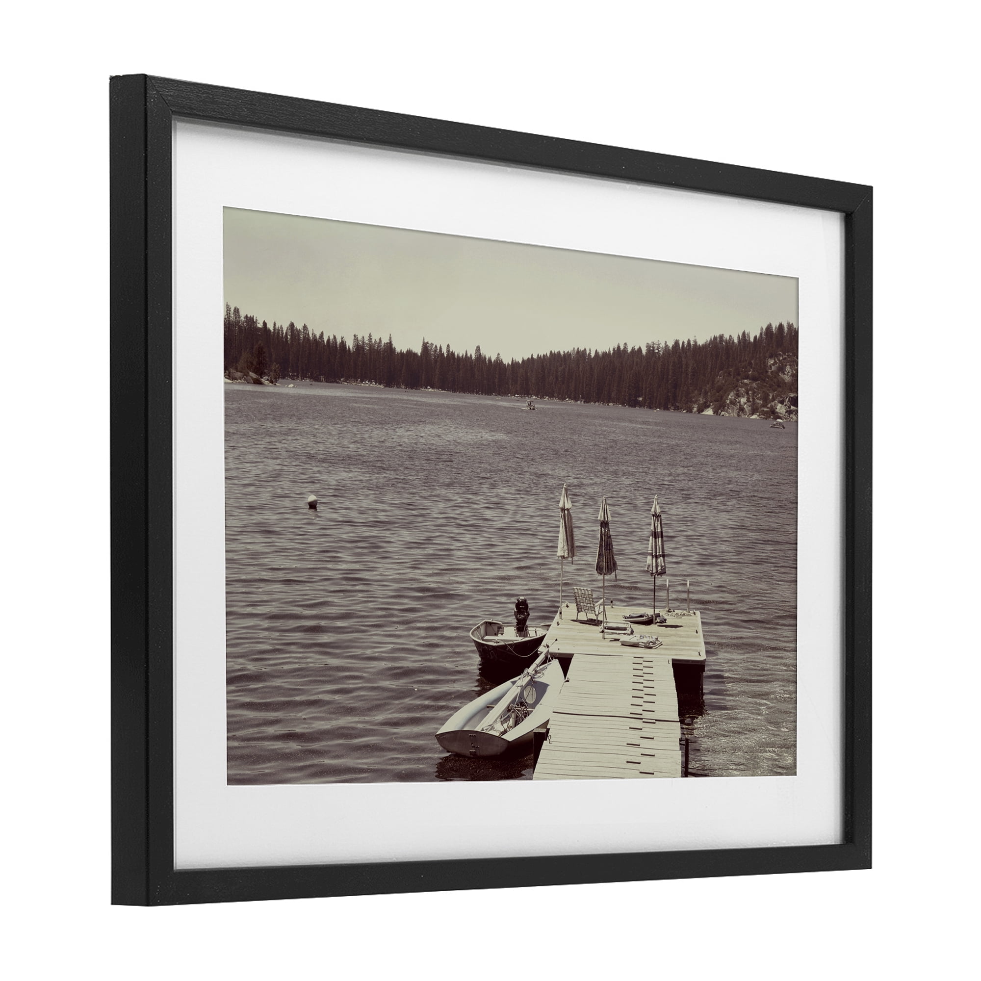 Stupell Industries Vintage Lake Life Dock Black Framed Print Under Glass, design by Gemma Bardot