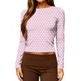 thumbnail image 5 of Garbnen Womens Shirts Long Sleeve Polka Dot Slim Fit Crew Neck Shirts for Women Basic Fall Winter Casual Y2k Women's&nbsp;blouses XS, 5 of 5