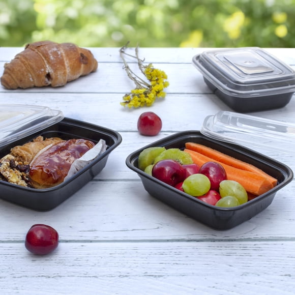 Comfy Package [12 oz - Lot de 50 - Contenants de Préparation de Repas Réutilisables à 1 Compartiment - Compatibles Micro-Ondes, Va au Lave-Vaisselle et au Congélateur, Sans BPA, Contrôle des Portions et Rangement Pratique des Aliments avec Couvercles, Empilables
