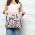 thumbnail image 2 of Purple Floral Pillow Covers 16x16 Inch Decorative Throw Pillow Cover, Spring Lavender Daisy Butterflies Botanical Beige Sofa Pillowcases Accent Cushion Case Home Decor Bedroom Living Room, 2 of 6