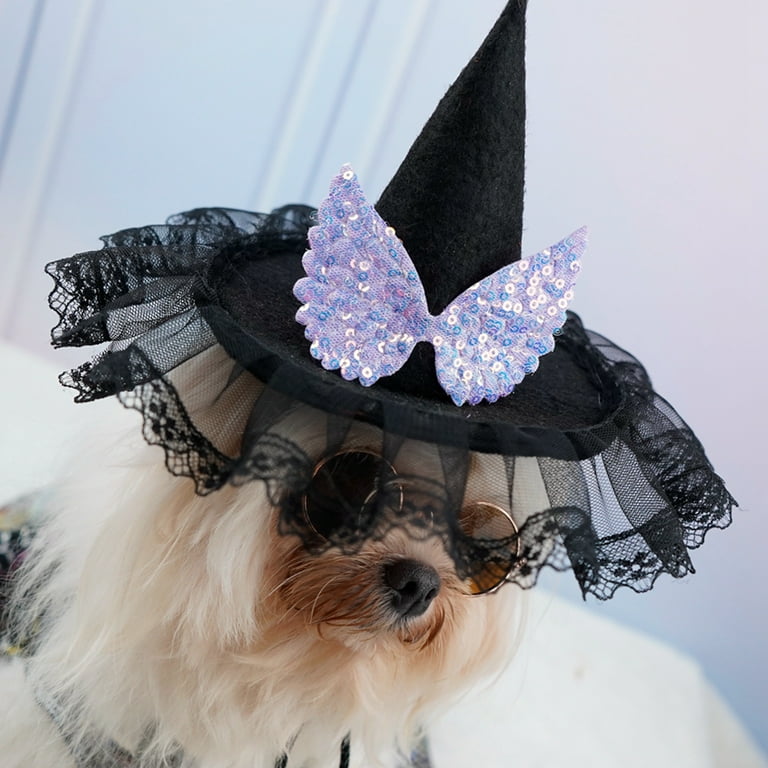 3Pcs Halloween Pet Hats Adjustable Cute Pet Witch Hat for Small