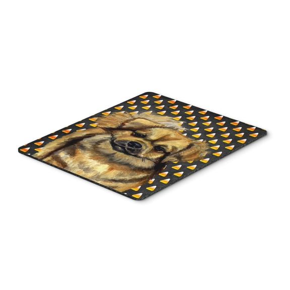"Tibetan Spaniel Candy Corn Halloween Portrait Mouse Pad Hot Pad or Trivet"