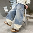 thumbnail image 2 of WMQPNNS Boys Baggy Jeans Fashion Streetwear Boys Baggy Jeans Size 14 Elastic Waist Casual Wide Leg Denim Pants with Pockets,Size 11-12 Years,1-Light Gray, 2 of 5