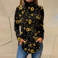 thumbnail image 2 of TQWQT Long Sleeve Shirts for Women Turtle Neck Tunic Top Casual Loose Fit Floral Printed Shirt Fall Mockneck T-Shirt Curved Hem Graphic Tee Fluorescence Yellow 3XL, 2 of 5