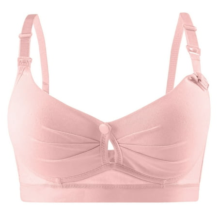 Virmaxy Womens Nursing Bras Stylish Gathering Pregnant Underwear During Pregnancy Front Button Feeding Thin Style Breastfeeding Bra Nursing Bras for Breastfeeding and Breast Pumping Red-A 36