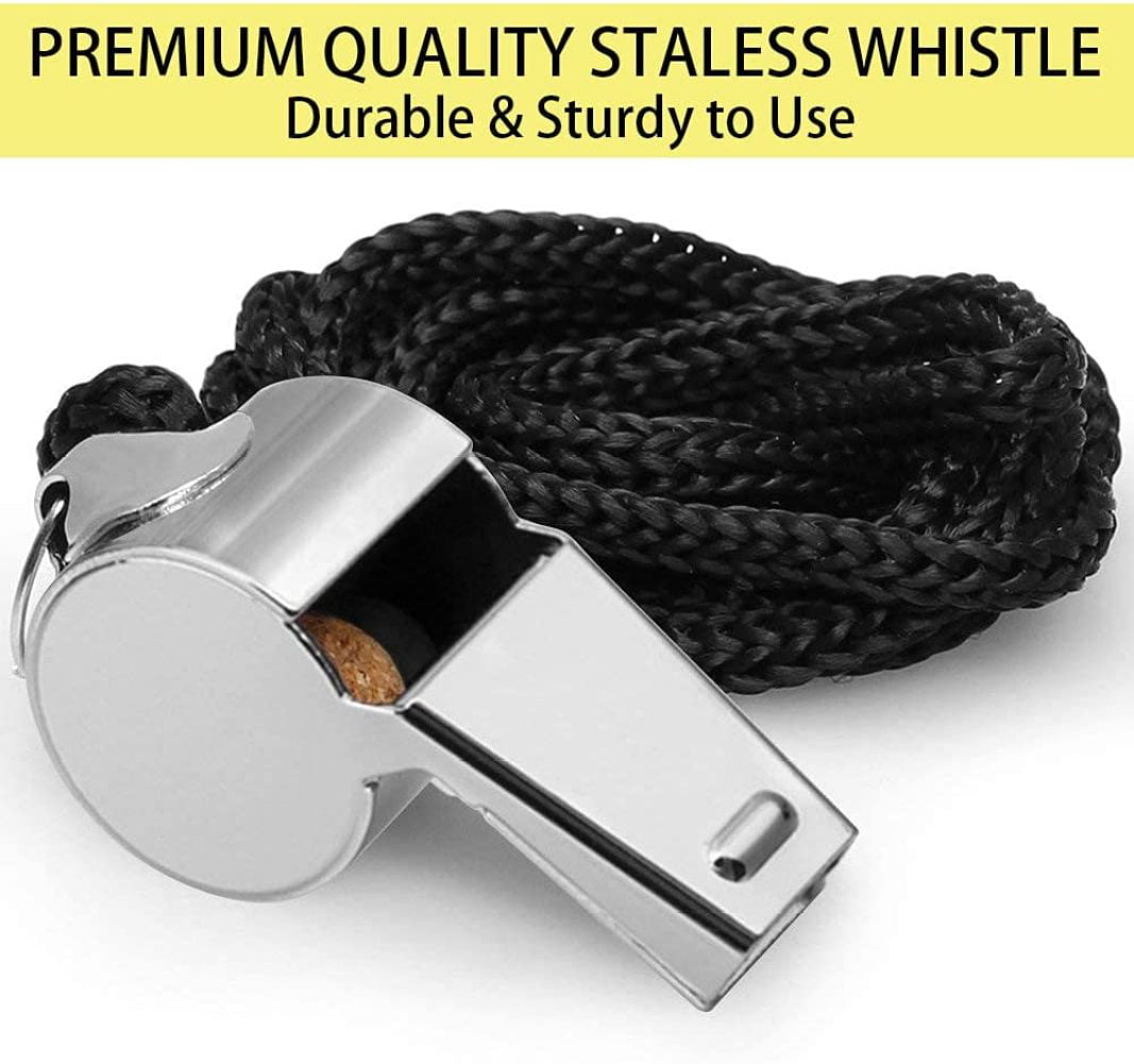 VodTiuKia Whistle,3 Packs Stainless Steel Coach Whistle with Lanyard,Sports Metal Whistles Referee Soccer Whistles for School Sports Emergency and Safety Survival 