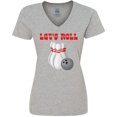 thumbnail image 3 of Inktastic Let's Roll Bowling Women's V-Neck T-Shirt, 3 of 5