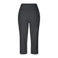 thumbnail image 5 of Womens Capris Pants Summer Casual Loose Drawstring Elastic High Waist Trousers wide Leg 2026 Lounge Beach Cropped Slacks Dark Gray M, 5 of 5