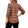 thumbnail image 6 of 3/4 Length Sleeve Womens Tops Dressy V Neck Collared Shirts Business Casual Work Blouses Summer Vacation Coffee-A XXXL(XXXL), 6 of 7