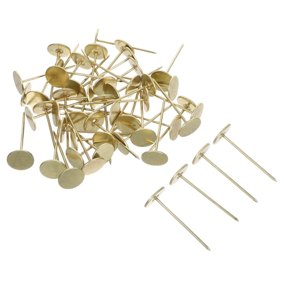 LOLIPPYY 50Pcs Golden Upholstery Tacks Longer Design for Thick Materials Flat Head Decorative Nails