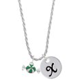 thumbnail image 1 of Delight Jewelry Silvertone Green Peppermint Candy Silvertone Script Initial Disc - X - Charm Necklace, 20"+3", 1 of 1