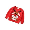 thumbnail image 2 of Baby Baby Boy Girl Christmas Warm Sweater Cartoon Deer Prints Knitted Pullover Kids Xmas Pom Pom Clothes, 2 of 8
