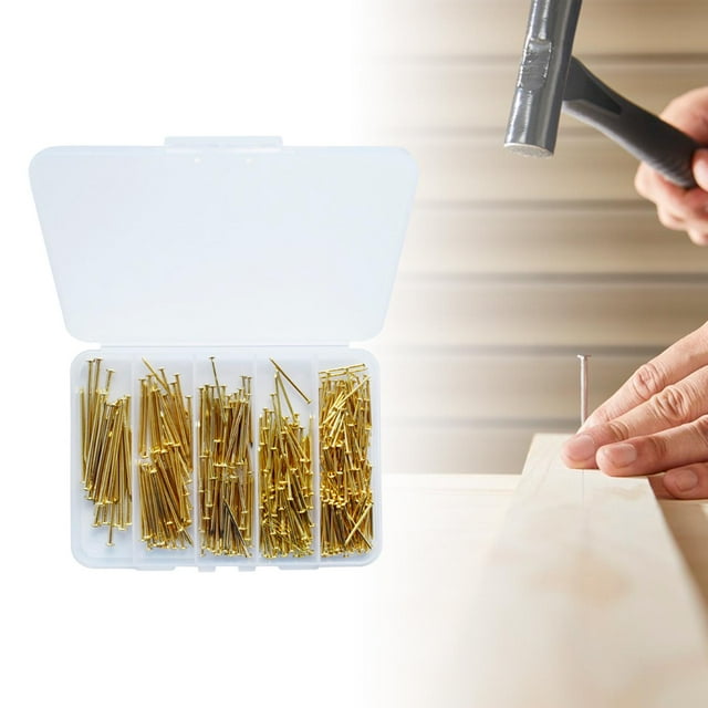 de cabeza redonda para muebles, surtido de clavos en miniatura, Mini Hardware pequeño, muebles para uñas, ferretería, accesorios para cajas 350 de oro