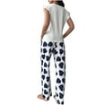 thumbnail image 5 of Sakmal Womens Pajamas Sets Plus Size Blue Sleeveless Comfy Ruffle Graphic Lounge Tops, 5 of 5