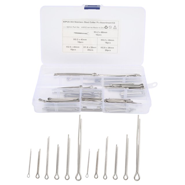 Pinces Fendues, Kit Universel de Broches à Goupilles de 6 Tailles pour la Réparation d'Atelier de Garage de Camion Automobile 90pcs / Set