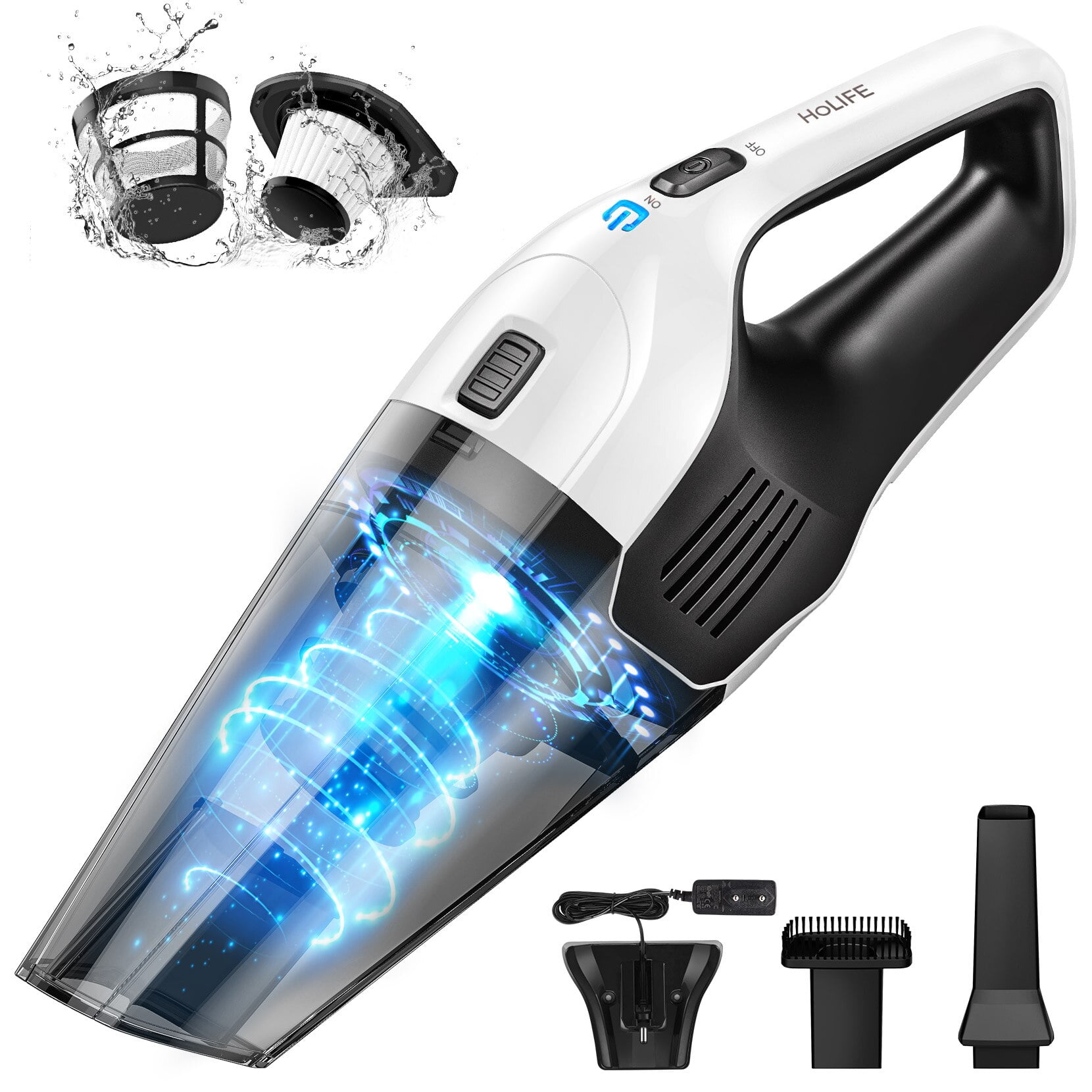 HoLife Handheld Vacuum Cleaner, 8KPa Powerful 30Min Runtime 3H Fast Charge Handheld Vacuum