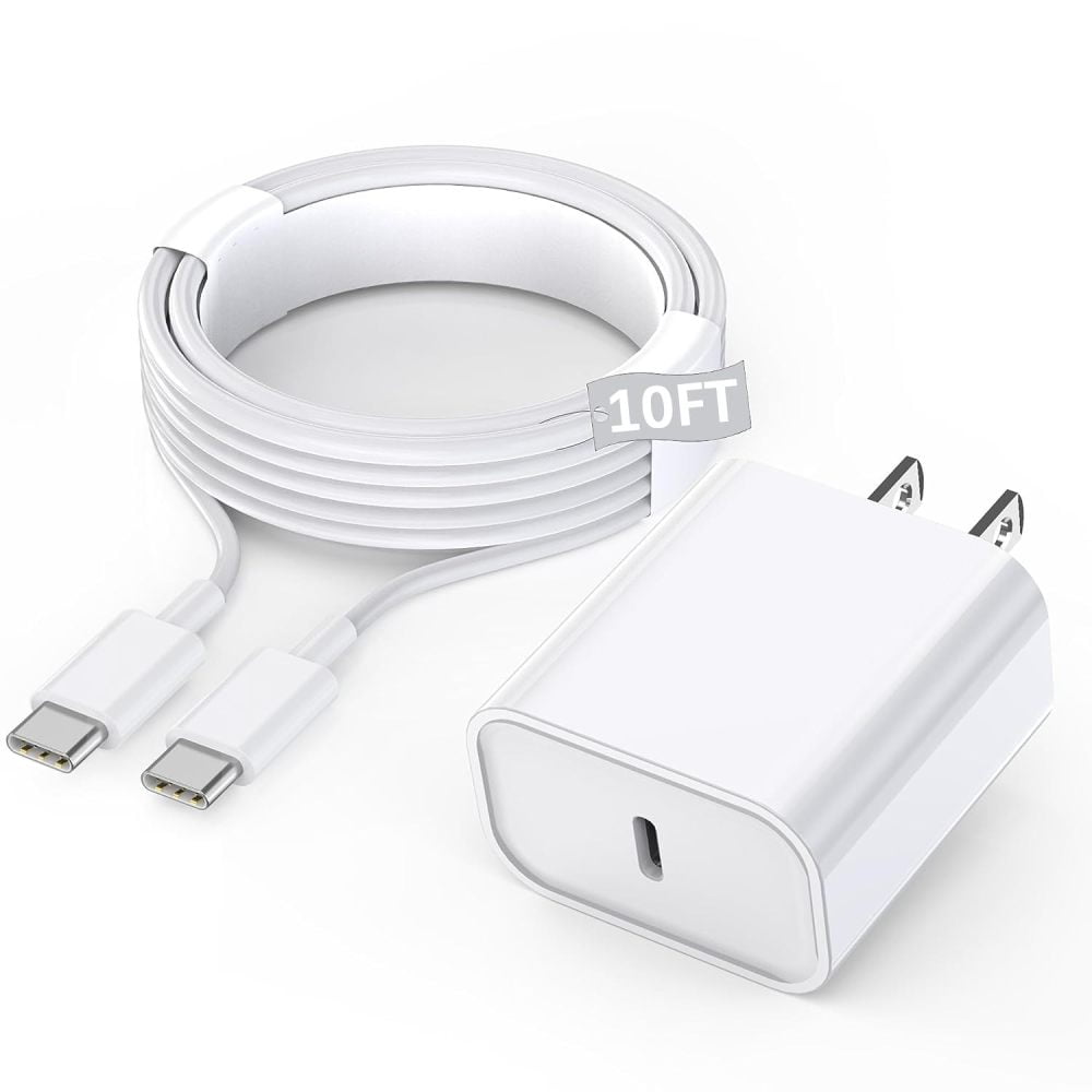 iPhone 15 Charger, 20W USB C Power Delivery Wall Charger Plug With 10ft Type C To Type C Cable Fast Charging Data Sync Cord Compatible With 15/15 Pro/max Samsung Galaxy S23 Ultra/S23/S23 /S22