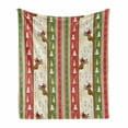 thumbnail image 1 of Christmas Soft Flannel Fleece Blanket, Chinese Style Lettering Merry Christmas Deer Pines Stars Border Lines, Cozy Plush for Indoor and Outdoor Use, 70" x 90", Green Dark Coral White, by Ambesonne, 1 of 6