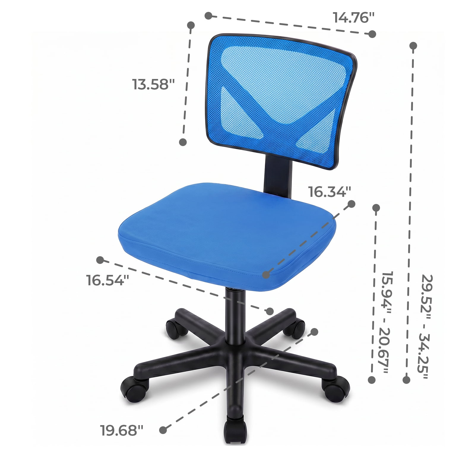 Alvantor Low-Back Mesh Office Chair with Lumbar Support, Armless Swivel Rolling Chair