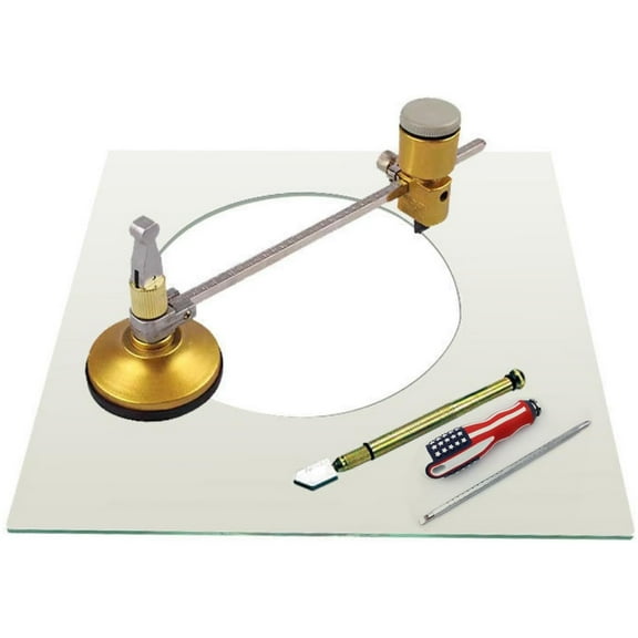 Circular Glass Cutter Carbide Tip Circle Arc Cutting Tool Set Adjustable Diameter Compass Type 40cm / 16-inch