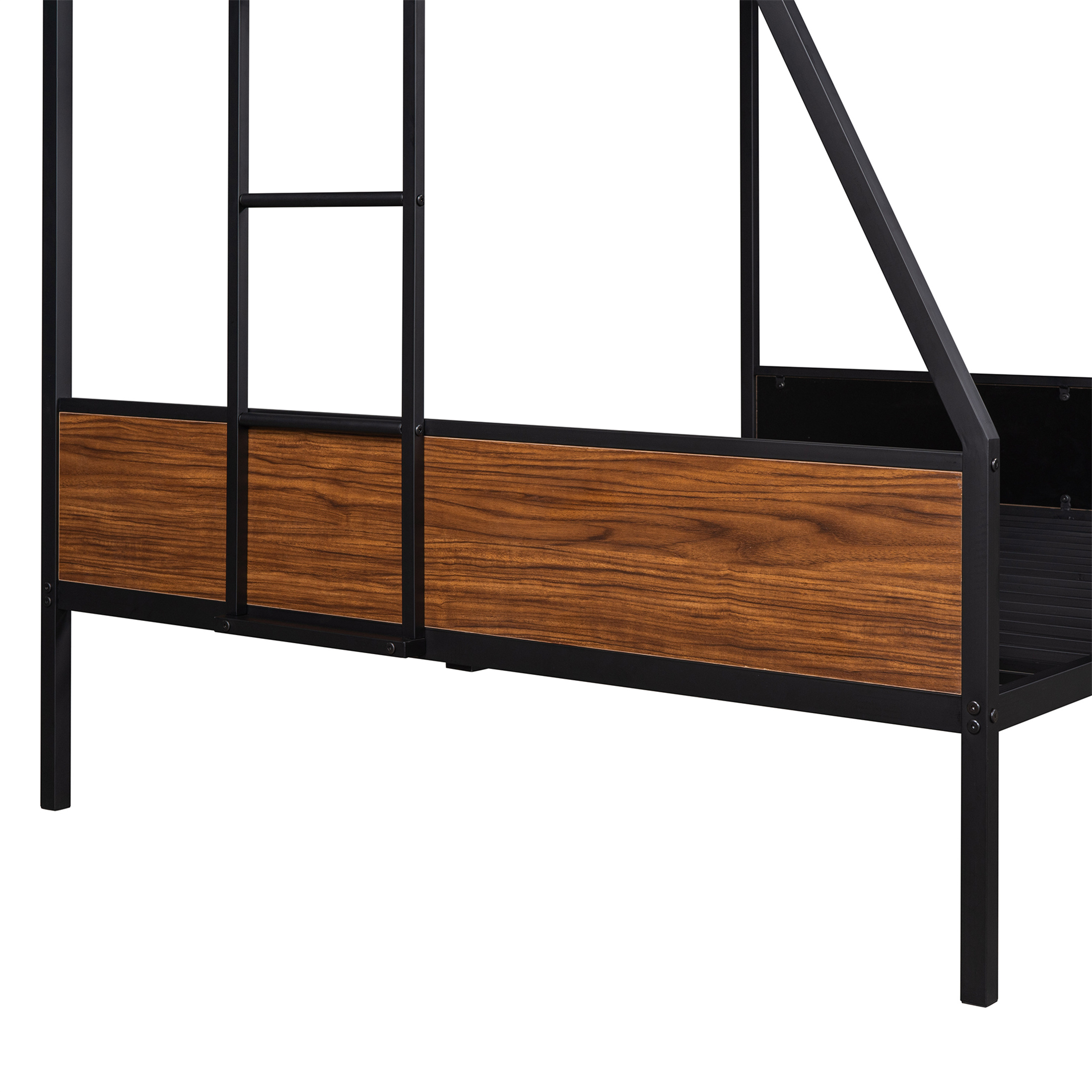 Aukfa Metal Bunk Bed Twin over Full Size for Bedroom, Drom, Built in Ladder, Black